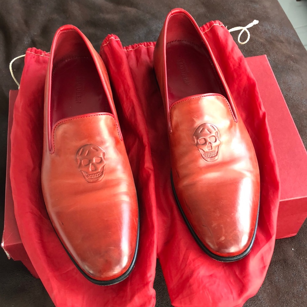 Alexander McQueen Red Leather Moccasin